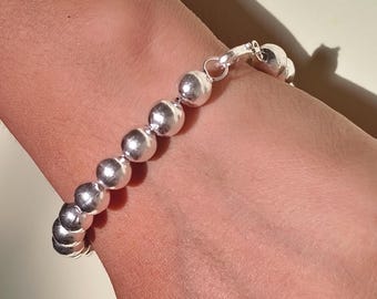 Solid 925 Sterling Silver Ball Spinner Bracelet, Boho Hippie Bangle