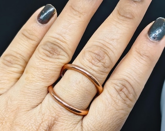 100 %Handmade Copper Spiral Ring: Boho Stackable Wire Ring Arthritis Relief, Healing Jewelry