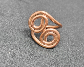 100 %Handmade Copper Spiral Ring: Boho Stackable Wire Ring