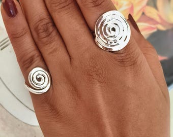 Sterling Silver Spiral Ring – Handmade Minimalist Swirl Ring Combo Set Jewelry for Women
