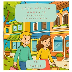 Cozy Hollow Moments Coloring Book: Easy Printable Pages for iPad (PDF PNG Digital Download