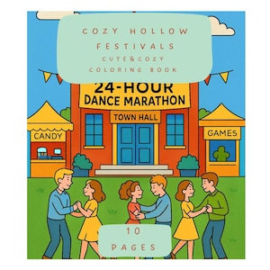 Cozy Hollows Festivals Coloring Book: Towns and Coffee (PDF & PNG Digital Download)