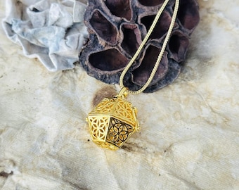 18K Gold Harmony Ball Necklace • Filigree Angel Caller Pendant • Mexican Bola Necklace •