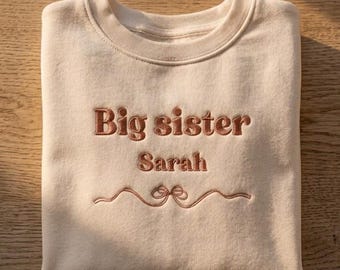 Personalized Big Sister Little Sister Sweatshirt, Custom Name Kids Crewneck, Toddler Sister Outfit, Baby Announcement Gift