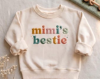 Felpa ricamata "Mimi's Bestie Kid", regalo per la festa della mamma per Mimi, completo per bambina