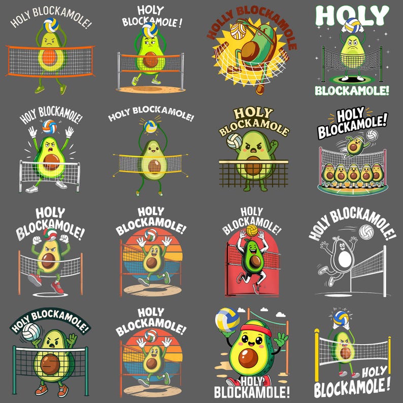 Holy Blockamole Avocado Volleyball PNG, Funny Sports Quote Clipart ...