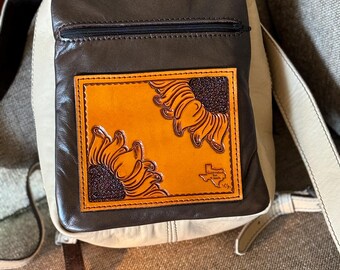 ON SALE! - Small Leather Backpack in Nut Brown and Sandstone