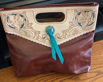 Supple Hand Bag with Turquoise Touches