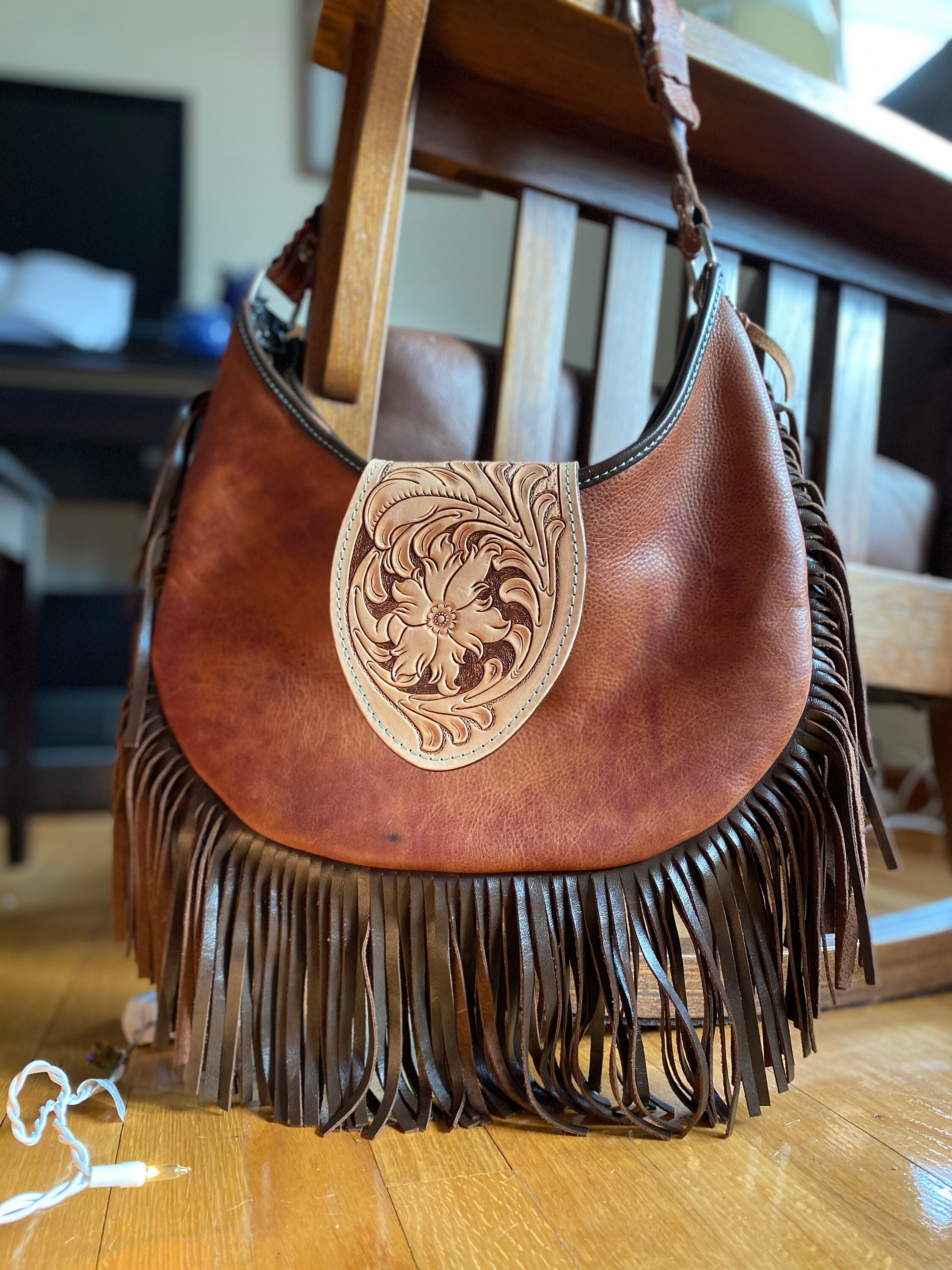 Two tone Handbag with Fringe Etsy
