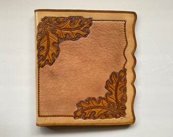 Oak Leaf Notepad Portfolio with Hand-turned Kingwood Pen