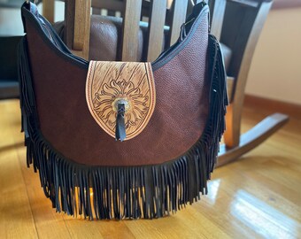 Bull Hide Leather Purse With Fringe