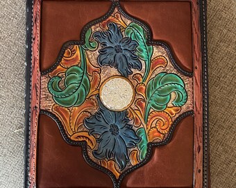 Hand-tooled Portfolio with Custom-engraved Conch and Hand-turned Pen