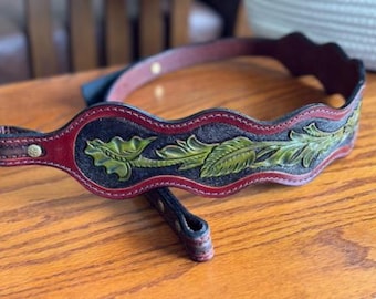 Hand Tooled Leather Scalloped Ivy Vine Sling