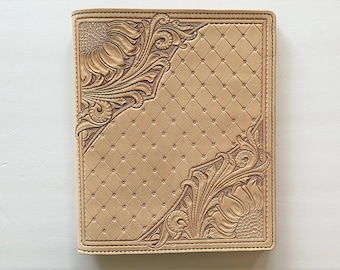 Soft White Sunflower Leather Portfolio and Hand-made Slimline Pen