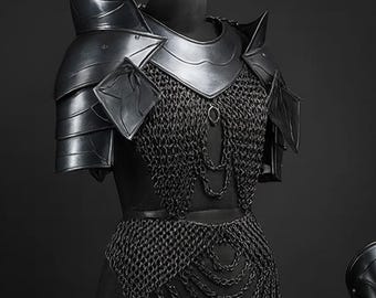 Female Blackened Steel Knight Full Suit Armor Set: Handmade LARP Cosplay Costume Renaissance Armour