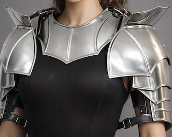 Ensemble de gorgerin et d'épaulières médiévales, armure d'épaules en acier pour femmes, costume de GN Renaissance