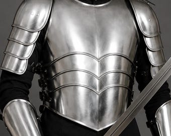 Men's Medieval Knight Steel Armor Set: Men's Cuirass & Pauldrons, LARP, Cosplay Breastplate platearmor