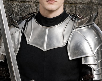 Men's Knight Steel Pauldron & Gorget Armor Set: Medieval Shoulder LARP, Cosplay Costume Renaissance Fair