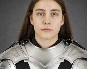 Armure d'épaules fantastique pour femme, protège-cou en acier, costume de cosplay GN Renaissance pour guerrière.