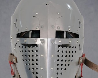 Medieval Knight Crusader Helmet, Knight Armor, Historical Replica Larp, Cosplay