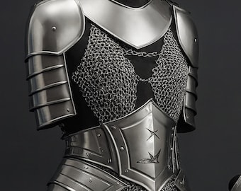 Medieval Knight Lady Warrior Armor Women Steel Half Body Armor Handmade Fantasy Cosplay Costume
