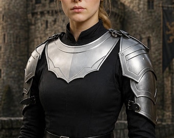 Women's Knight Pauldrons & Gorget Armor Set: Medieval Shoulder For Female Costume LARP, Cosplay Armour