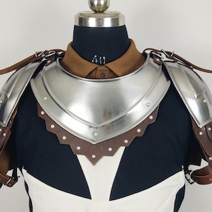 Medieval Knight Shoulder Armor Set Pair of Pauldrons  Gorget  Steel Armor for LARP, SCA, Reenactment, Cosplay, Costume