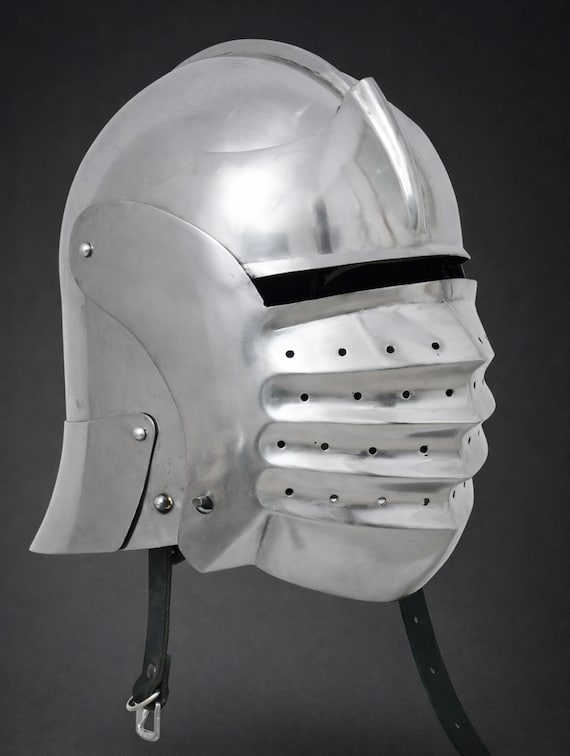 Medieval Sallet Helmet, 15th Century Italian Knight Armor, Steel Visor for LARP Cosplay Reenactment