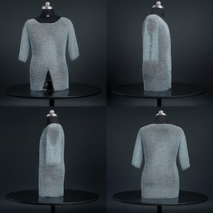 Men's Medieval Knight Armor Set: Steel Gorget Pauldron, Chainmail Shirt, LARP Cosplay chainmail shirt