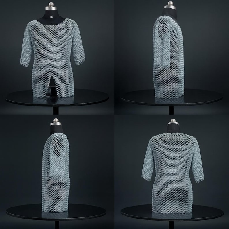 Men's Medieval Knight Armor Set: Steel Gorget Pauldron, Chainmail Shirt, LARP Cosplay chainmail shirt