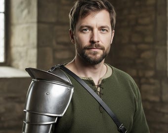 Brave Men's Knight Pauldron Single Shoulder Set: Handmade Armor Steel LARP Cosplay