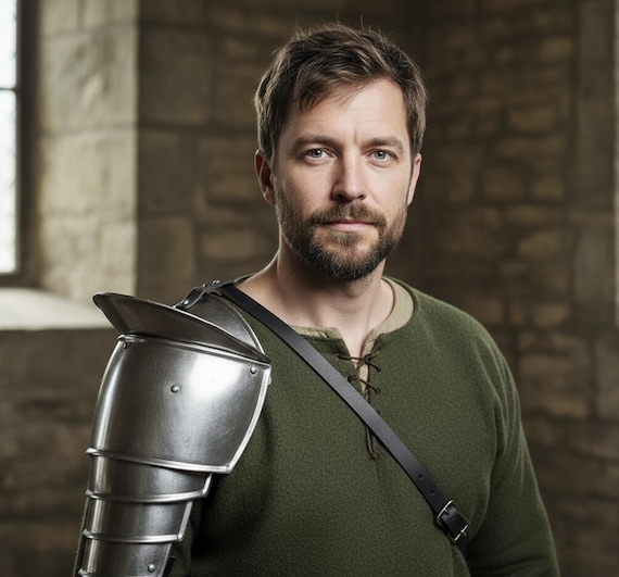 Brave Men's Knight Pauldron Single Shoulder Set: Handmade Armor Steel LARP Cosplay