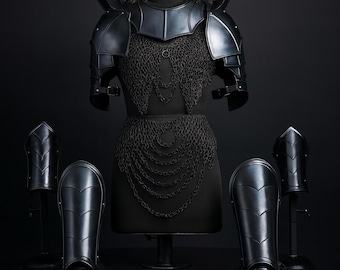 Handmade Blackened Steel Female Knight Armor Set, LARP Cosplay