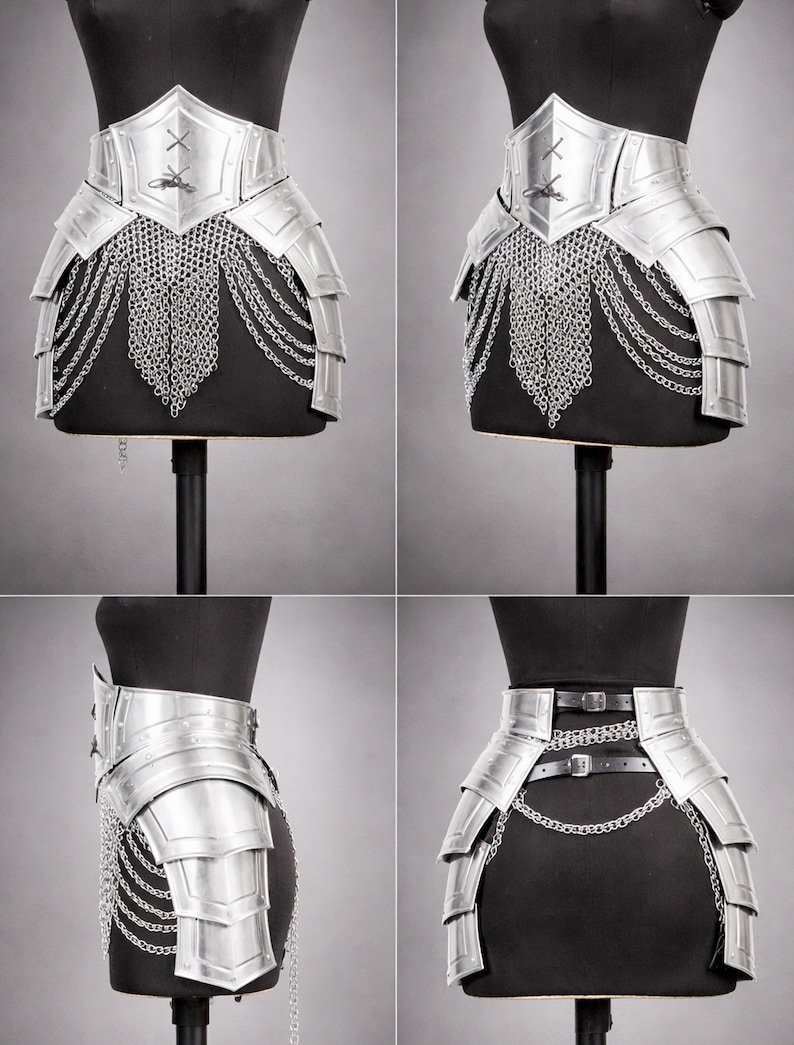 Brave Lady Knight Full Suits Armor Set: Handmade Elven Corset, Bracers, Pauldrons LARP, Cosplay tresset w/ chainmail