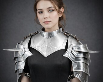 Women's Knight Pauldrons & Gorget Set: Medieval Shoulder LARP, Cosplay Armor
