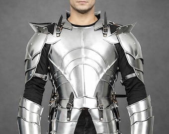 Men's Knight Half Body Armor Cuirass Set: Medieval Pauldrons & Gauntlets LARP, Cosplay