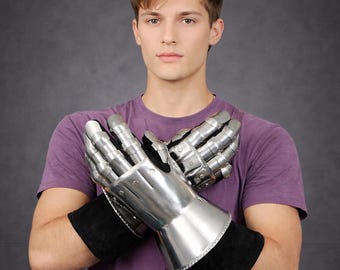 Men's Steel Knight Gauntlets Gloves Set: Medieval Gothic Gloves Armor