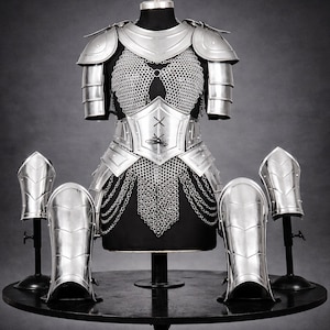 Brave Lady Knight Full Suits Armor Set: Handmade Elven Corset, Bracers, Pauldrons LARP, Cosplay All items