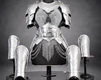 Women's Medieval Knight Armor Set: Steel Cuirass with Chainmail, Female LARP Cosplay Costume