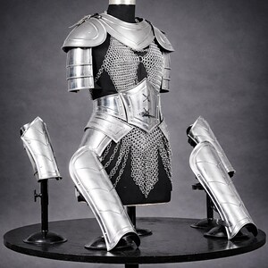 Brave Lady Knight Full Suits Armor Set: Handmade Elven Corset, Bracers, Pauldrons LARP, Cosplay image 2