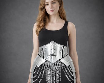 Women's Knight Leather Tresset Belt: Handmade Renaissance Medieval Viking LARP, Cosplay