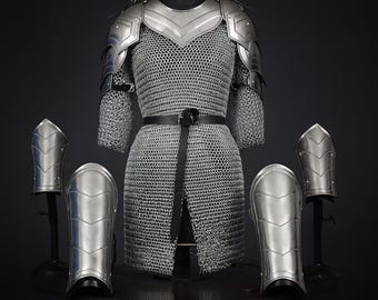 Female Knight suit of armor Set: Medieval Chainmail Shirt Costume LARP, Cosplay