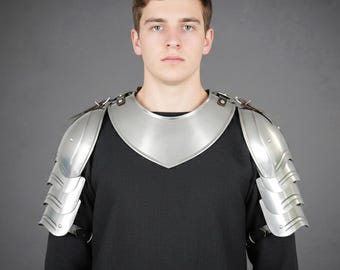 Men's Knight Pauldrons & Gorget Armor Set: Mediaval Shoulder For Men Costume LARP, Cosplay