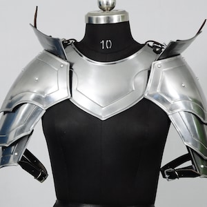 Armure d'épaule médiévale en acier noirci avec gorgerin, costume de cosplay GN