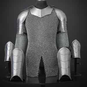 Herren Mittelalter Ritter Rüstung: Kragenkragen aus Stahl, Kettenhemd, LARP Cosplay