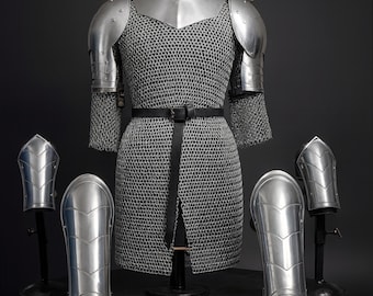 Women’s Knight Full Suits Armor Set: Chainmail Shirt Cosplay LARP Costume
