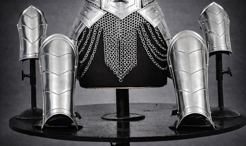 Brave Lady Knight Full Suits Armor Set: Handmade Elven Corset, Bracers, Pauldrons LARP, Cosplay image 7