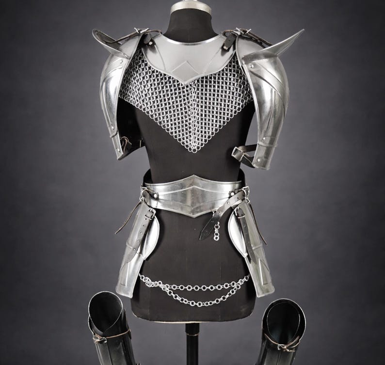 Female Medieval Knight Suits Armor Set: with Chainmail Mantle Cosplay Outfit LARP, Cosplay image 5