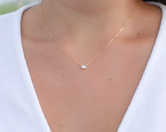 Dainty 14k Gold Filled Opal Necklace, Minimalist Jewelry