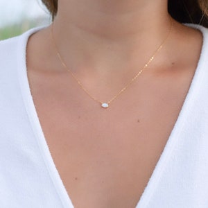 Ultra tiny Opal Necklace, dainty necklace, gifts for her, opal jewelry, dainty gold necklace, minimalist, opal, minimalist jewelry